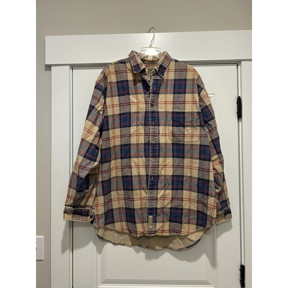 Vintage Y2K Abercrombie Fitch Plaid Cotton Big Shirt Button size XL Distressed